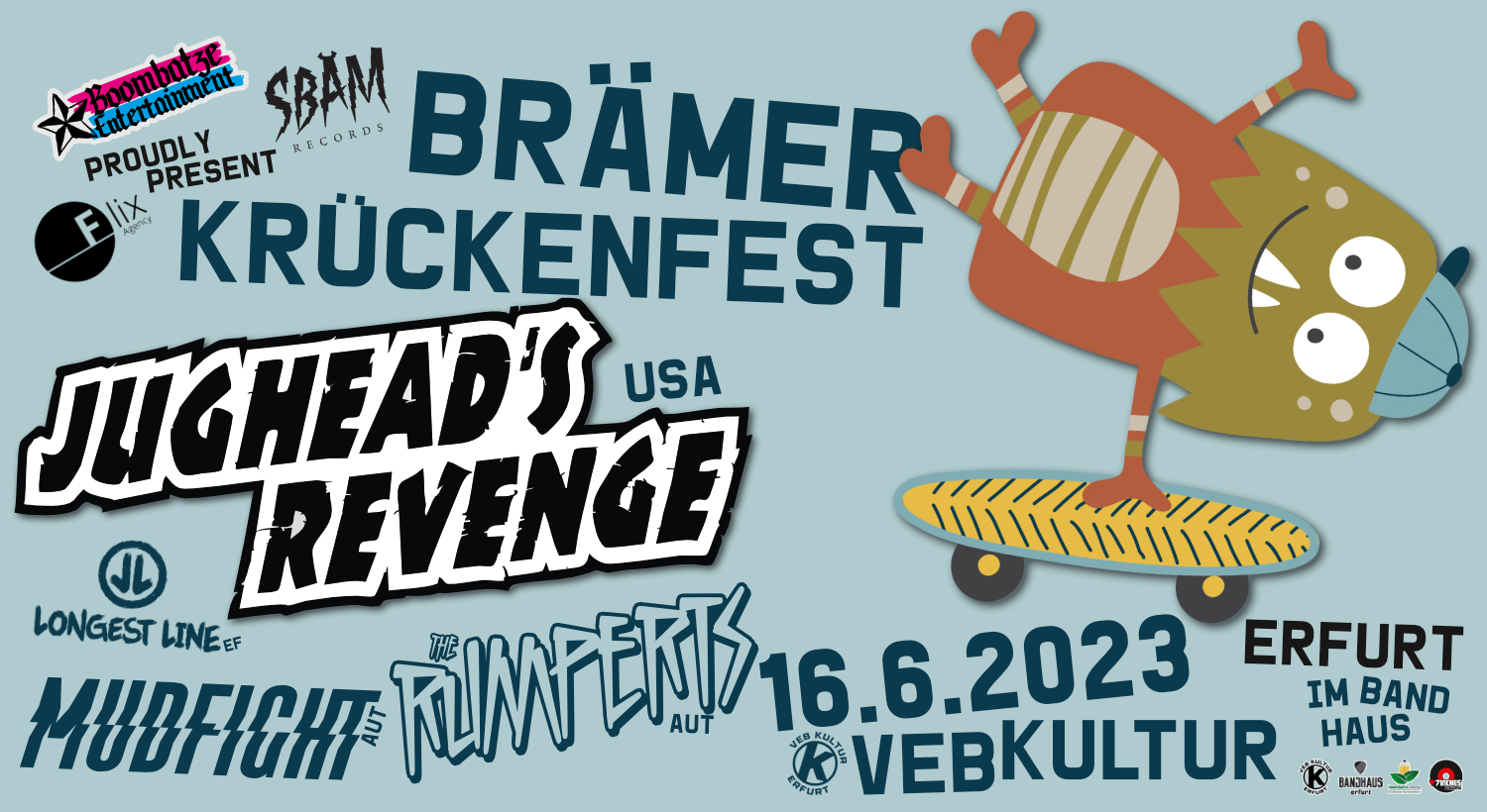 BRÄMER KRÜCKENFEST am 16.6.23 im VEB KULTUR / Bandhaus Erfurt
