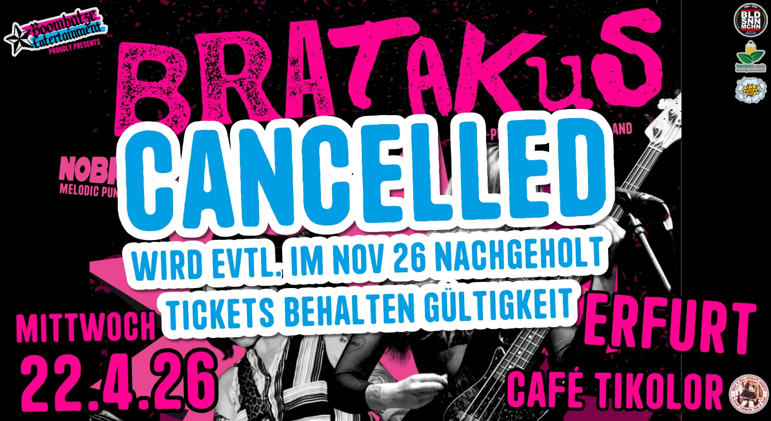 [Abgesagt!] BRATAKUS [SCO] + NO BRAKES [GTH] | Café Tikolor Erfurt